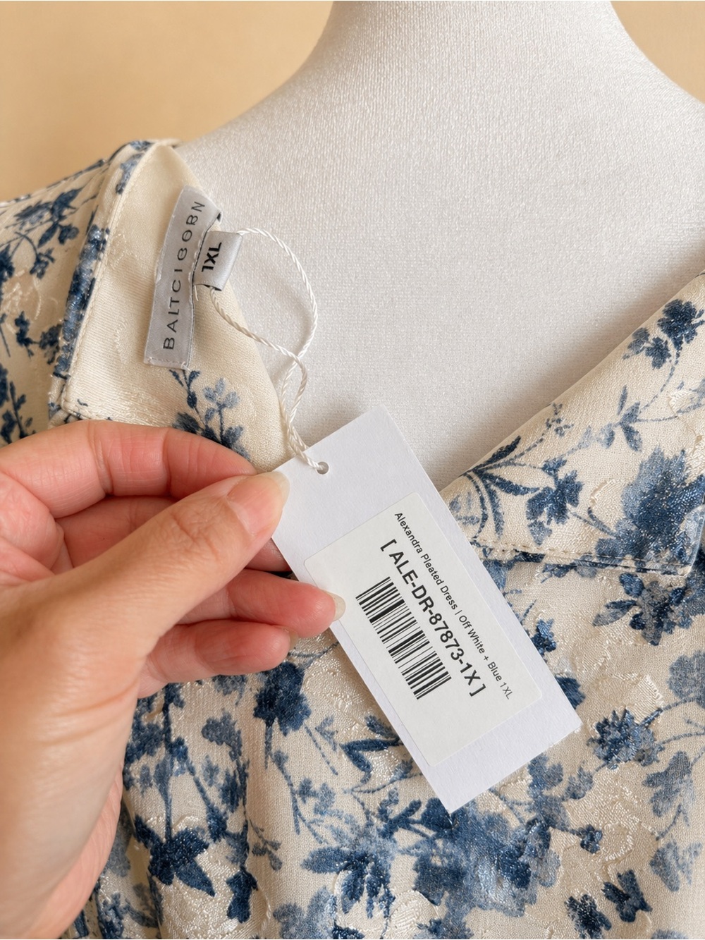 Baltic Born Off White and Blue Floral Midi Dress with Tie Waist - Picture 4 of 4